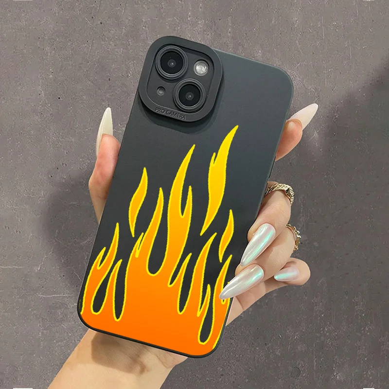 Orange Fire Phone Case for Samsung Galaxy S23 S24 Ultra S22 S21 FE S20 Plus A14 A34 A54 A33 A53 A73 A52 A32 Shockproof Cover