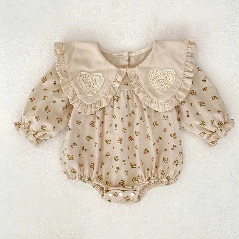 2026 Neue Frühjahrskollektion 0-24M Baby Mädchen Herz-Bodys Langarm Baumwolle Bedruckt Neugeborene Baby Mädchen Strampler Baby Mädchen Kleidung – Detail 10