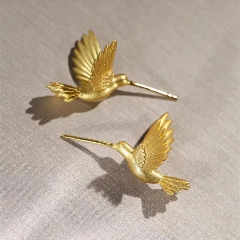 New Fashion National Style Bird 925 Sterling Silver Jewelry Personality Temperament Hummingbird Animal Earrings  ED122