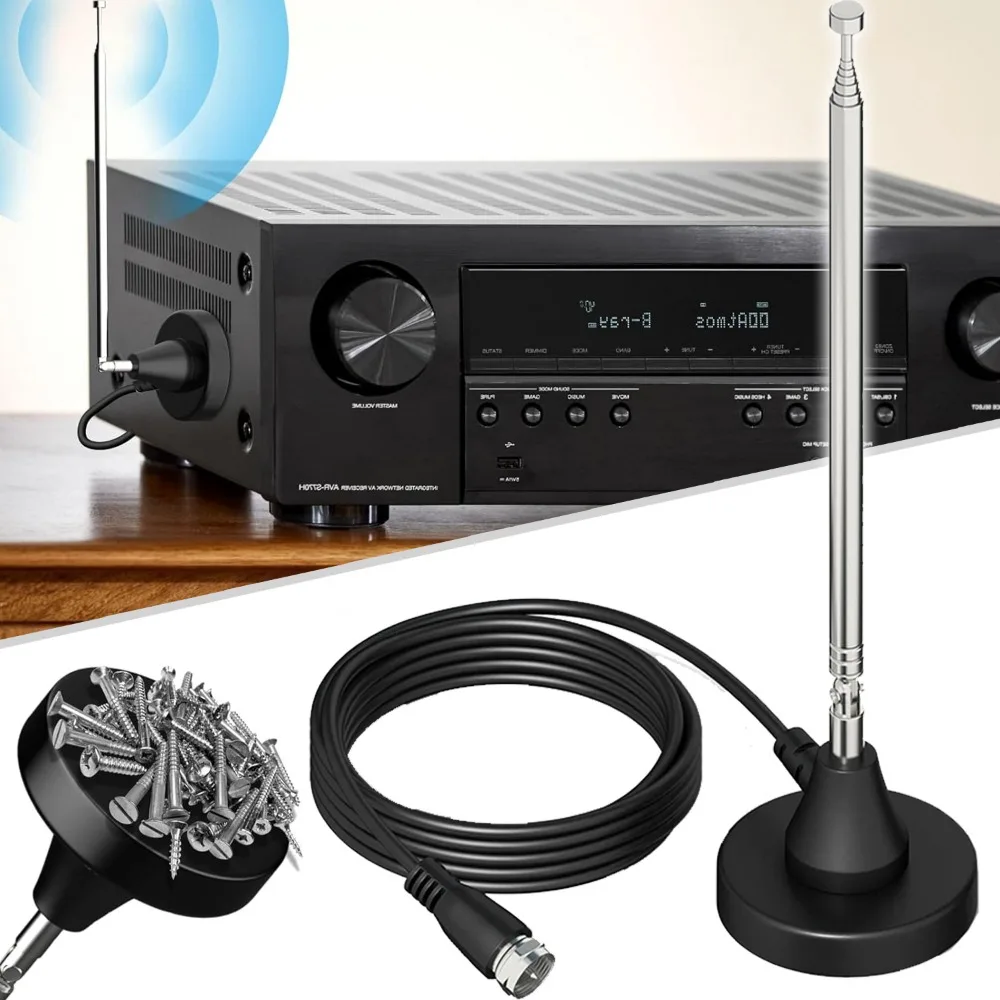 Antenna radio DAB FM per interni, asta telescopica FM con base magnetica e cavo di prolunga da 3 metri per sintonizzatore radio, stereo portatile, hom