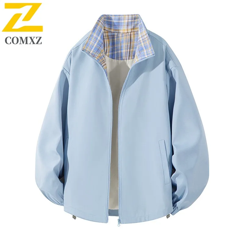 

COMXZ модная мужская куртка с воротником-стойкой, уличная ветрозащитная мотоциклетная куртка, удобные легкие осенние мужские пальто