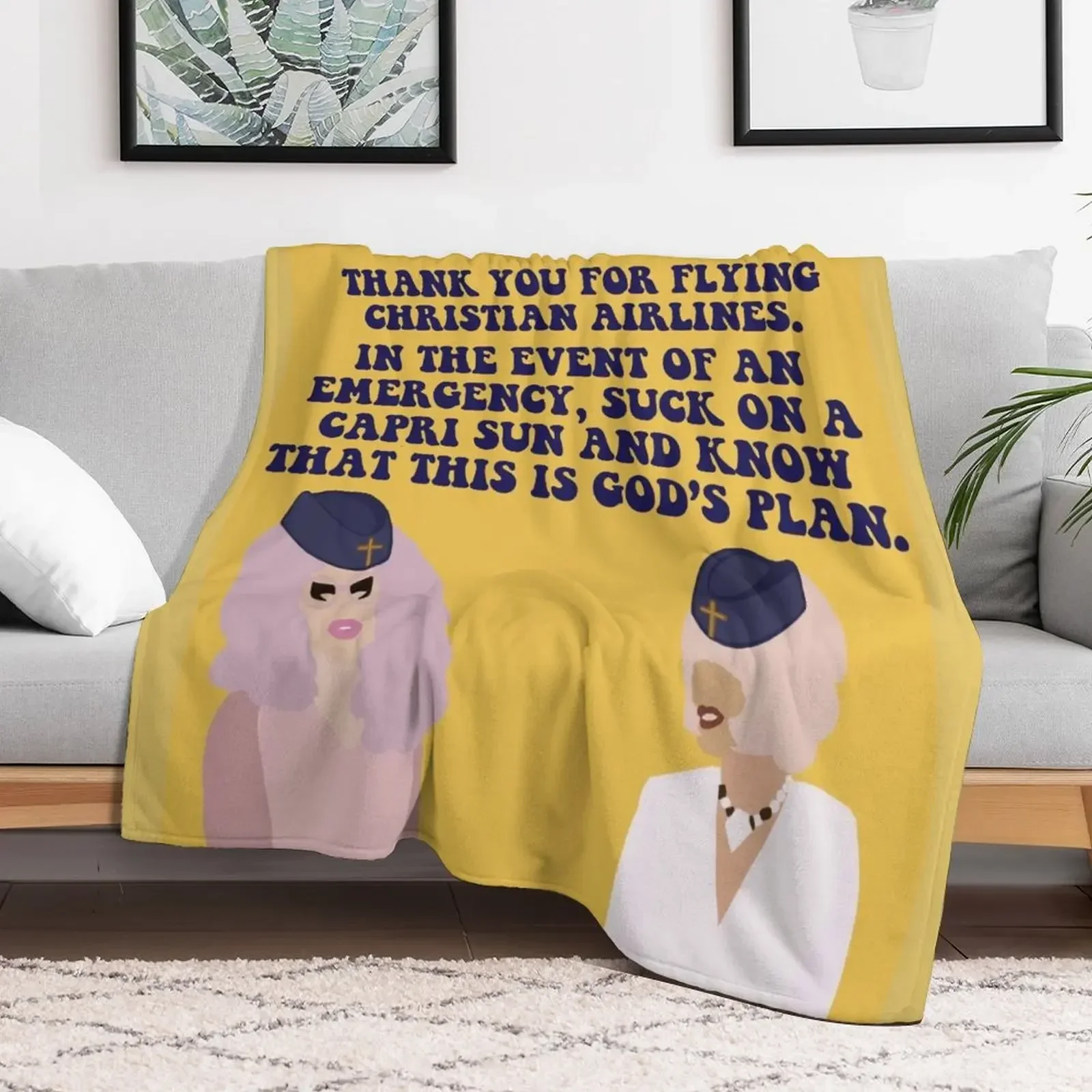 

Trixie and Katya Christian Airlines Throw Blanket Decorative Throw christmas gifts Retros Vintage Blankets Heavy Moving Blankets