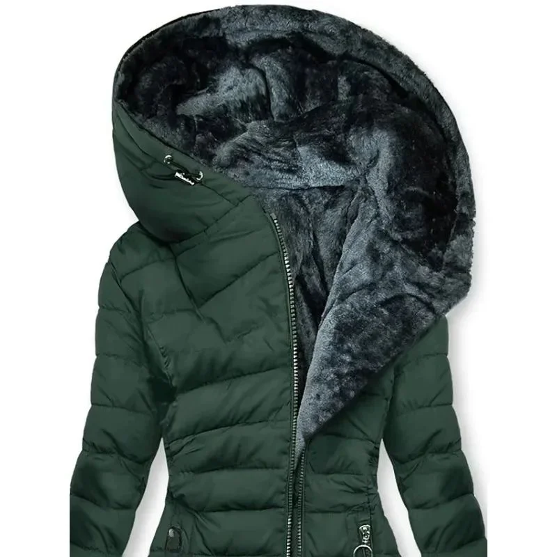 سترة سترة مبطنة بالقطن بقصة ضيقة مع سحاب للنساء ملابس خارجية شتوية متينة وخفيفة الوزن معطف مبطن بتصميم Sli