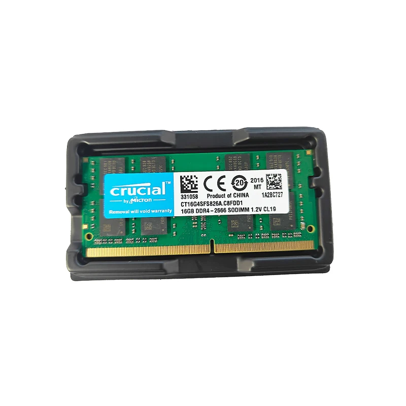 Crucial 1PCS/2PCS Memória RAM DDR4 para Laptop 16GB 2400 2666 3200MHz 8 Chips PCB Verde SODIMM Memória para Notebook