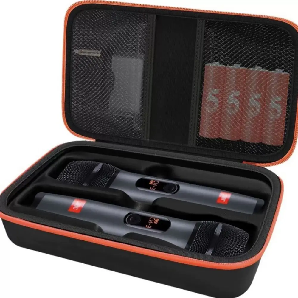 Portable Hard Shell Microphone Case Handheld Dual Capacity Carrying Case Shockproof Mic Travel Bag for JBL Singing Karaoke view 3