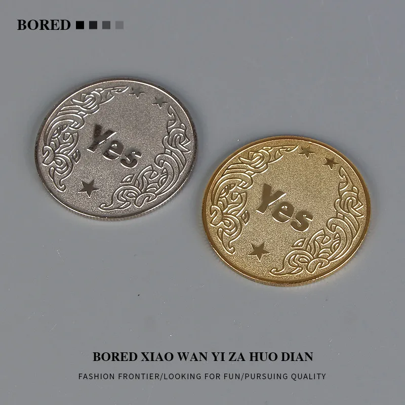 

BORED Yes No Decision Coin Lucky Fortune Novelty Fidget Token Boredom Relief Desktop Leisure Game Toy For Adults Teens Kids