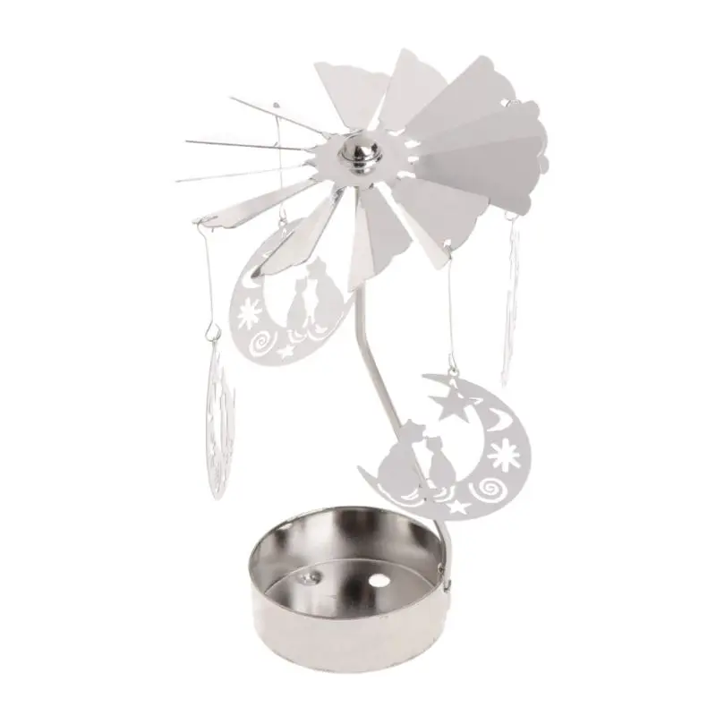 Rotary Spinning Tealight Candle Metal Tea Light Holder Carousel Home Decor Gifts AXYC