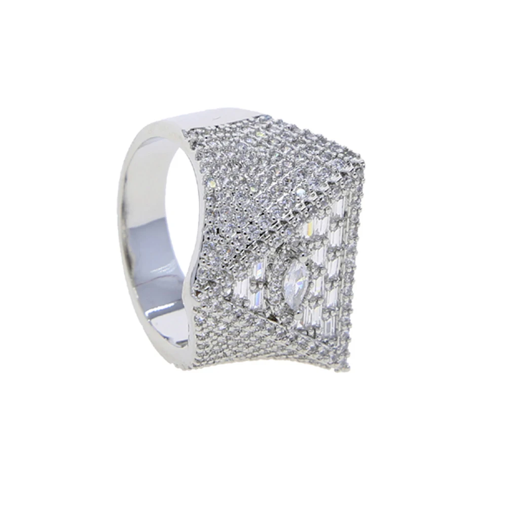 New Masonic Illuminati Eye Ring Iced Out Bling 5A CZ Stone Zircon Prong Setting Triangle Rings Luxulry Men Hip Hop Jewelry