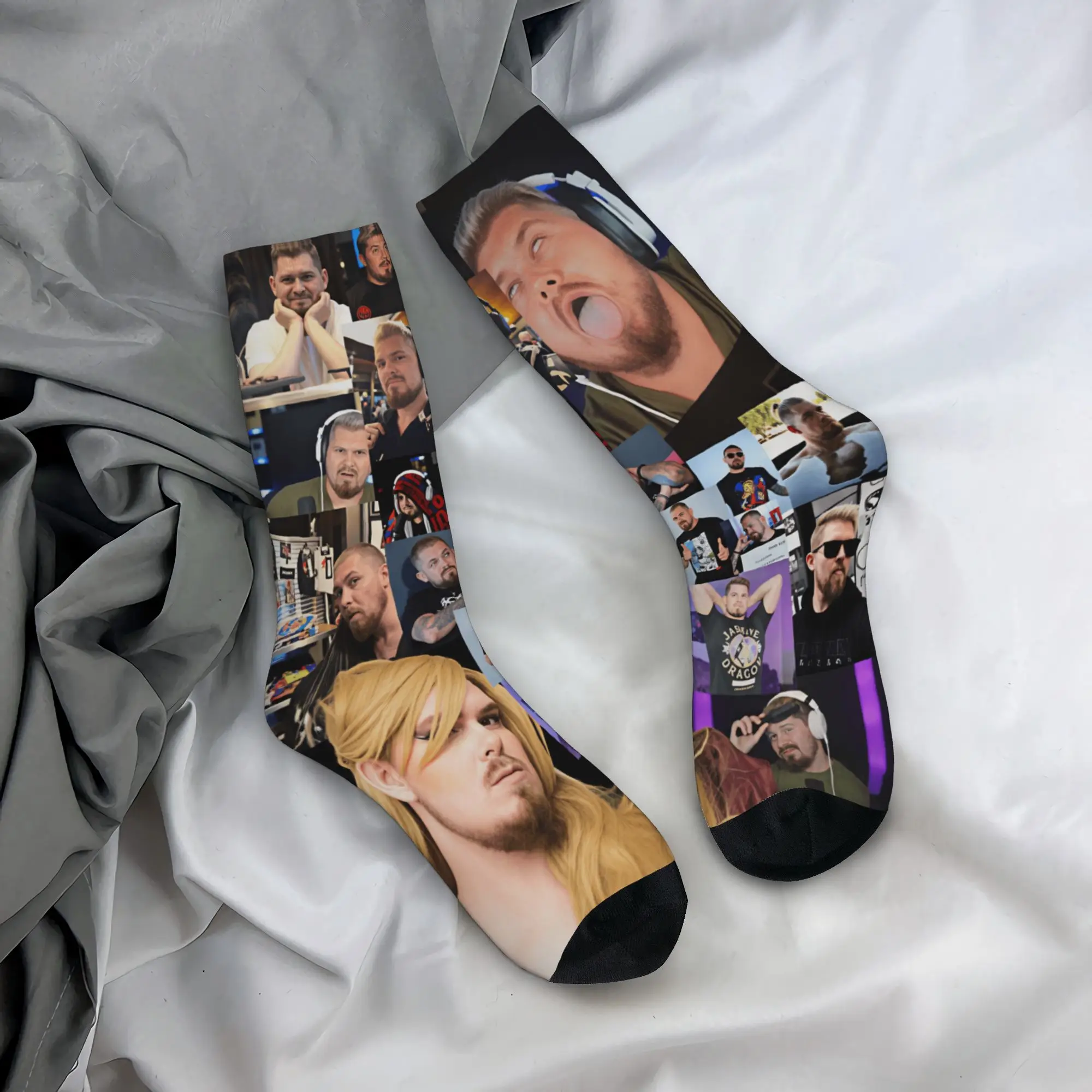 Drachenlord Selfie Picture Collage Socks Autumn  Stockings Casual Men Soft Breathable Socks Design Outdoor Sports Non Slip Socks