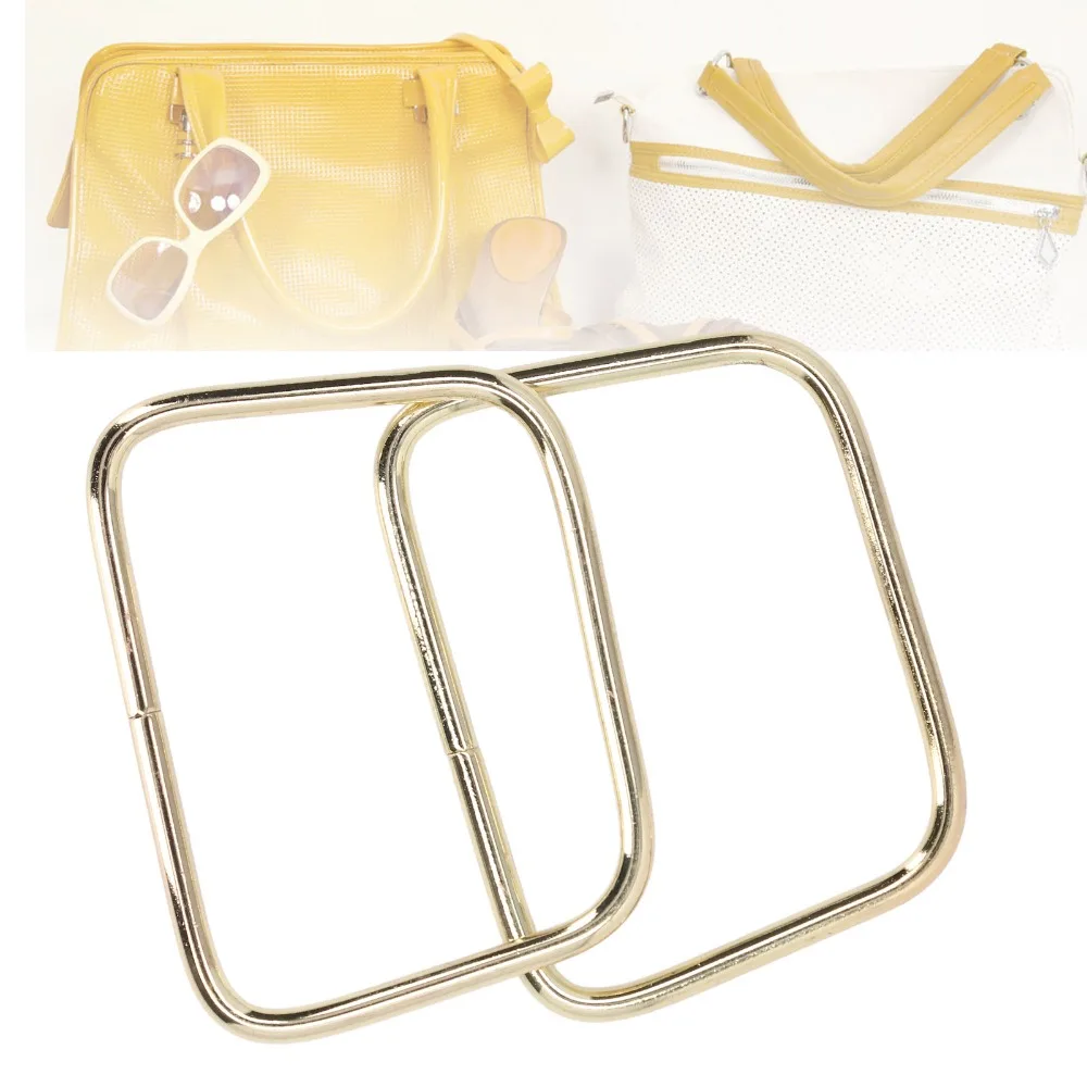 2pcs Purse Making Gold Handbag Handles Trapezoid Shape Glossy Finish Bag Handles Iron Purse Handle Purse Making