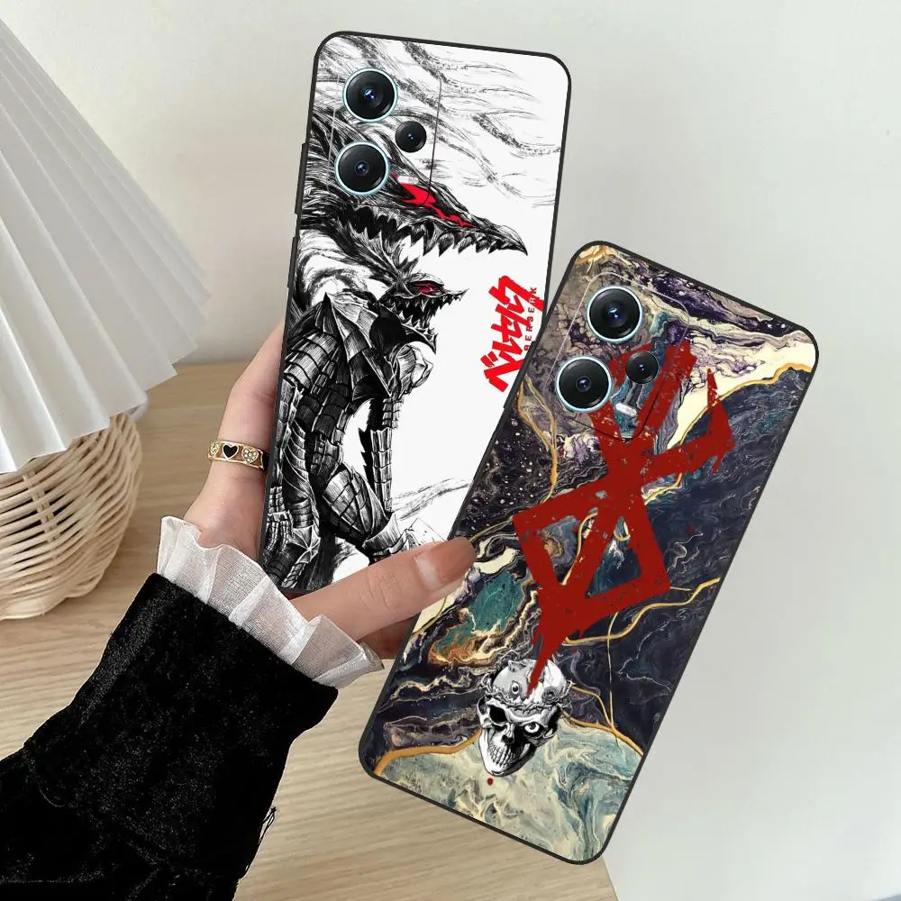 Berserk capa de telefone para redmi note 13 pro plus 12 11 a3x a1 a2 13c 12c capa preta