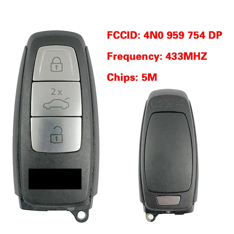 CN008109 MLB Original Blank Key 3 Button 433 MHz 5M Chip for Audi A8 2017-2021 Smart Key Remote FCC ID 4N0 959 754 DP Keyless Go