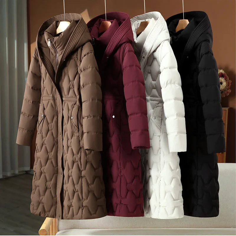 Parka longue d'hiver pour femme, veste rembourrée en coton, manteaux à manches détachables, pardessus épais et chaud, vêtements d'extérieur à capuche