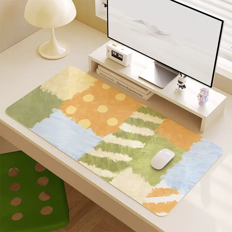 Leather Desk Pad Protector Cute Fresh Oil Painting Y2K Kawaii Mouse Pad Office Desk Mat Waterproof Non-Slip PU Desk Blotter Pad