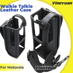 NEW Black Hard Leather Carrying Holder Holster Case Compatible for Motorola R7 Display Two Way Radio Shoulder Holster PMLN8300A