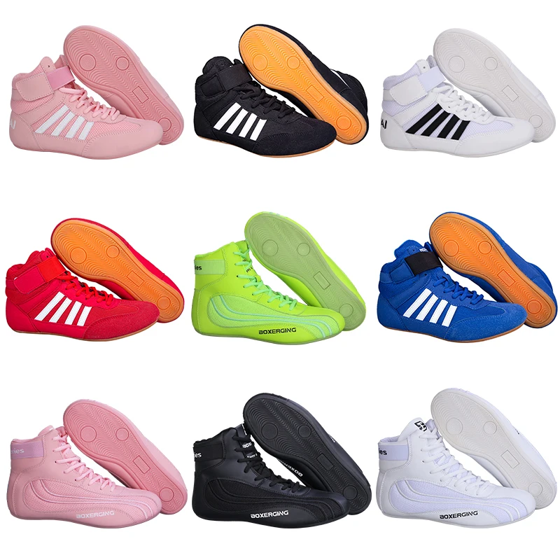 5 Colors men，women，child boxing shoes Rubber outsole breathable Wrestling shoes Women wrestling costume shoes for wrestling