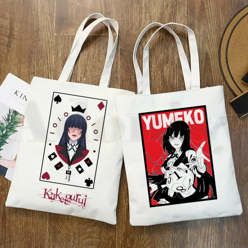 Japanese Manga Anime Kakegurui Yumeko Jabami Fashion Graphic Cartoon Print Shopping Bags Girls Fashion Casual Pacakge Hand Bag