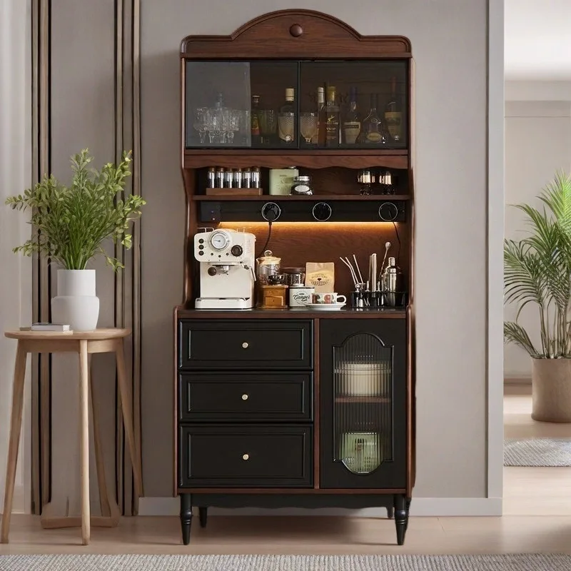 DSA retro solid wood dining side cabinet living room integrated dining room storage locker tea coffee wine cabinet