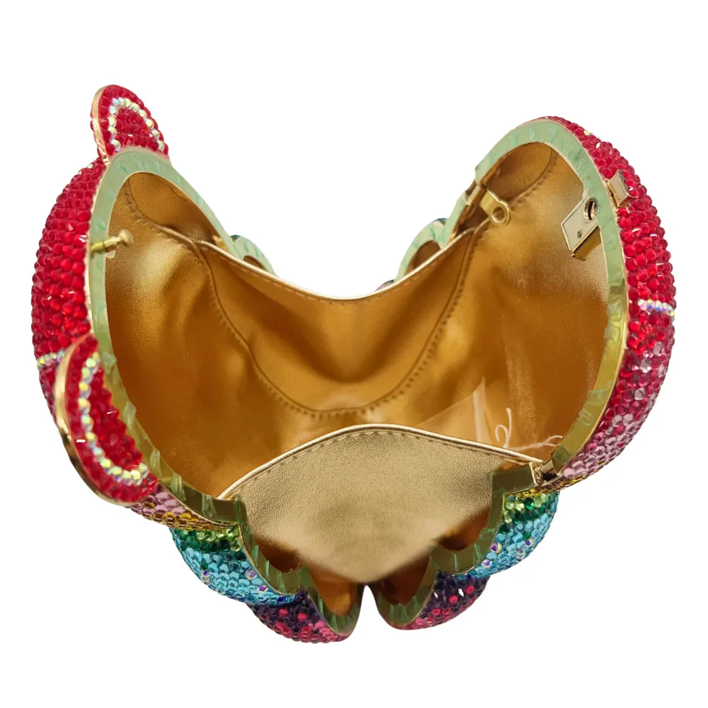 Crystal Rainbow Bear Handmade Diamond-encrusted Dinner Bag Flat Bottom Full Of Diamonds Banquet Hand Bag Bolso Diseñador De Lujo