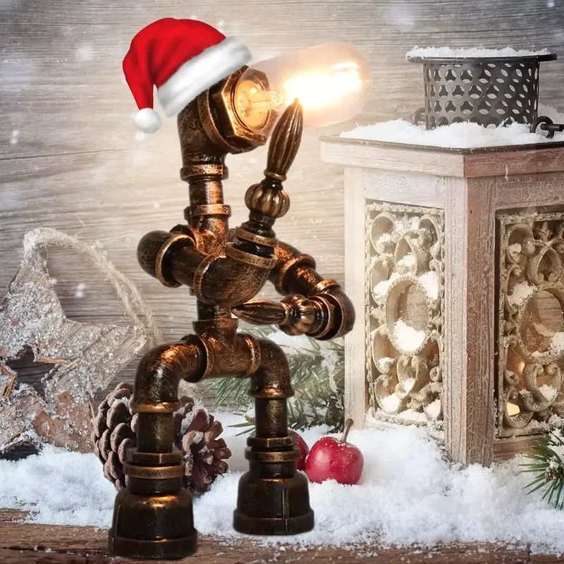 Vintage industrial steampunk table lamp iron pipe table lamp bedside living room corridor coffee shop decoration