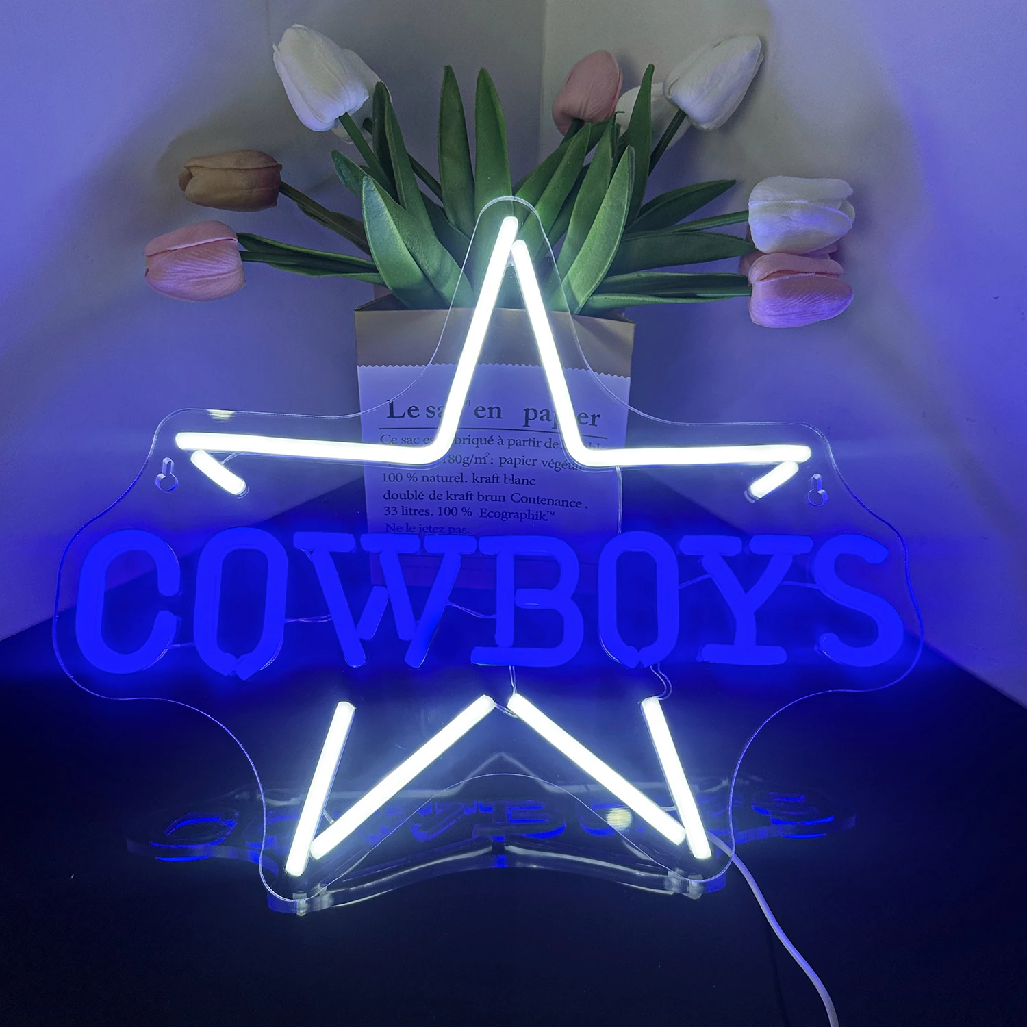 Luz de parede de néon com design estrela cowboy, néon parede decoração lâmpada para casa, loja, bar, arte, festa, quarto das crianças