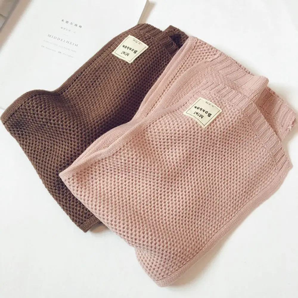 Versátil otoño estilo Ins algodón Color sólido tejido chal estilo coreano envoltura silenciador bufanda para niños