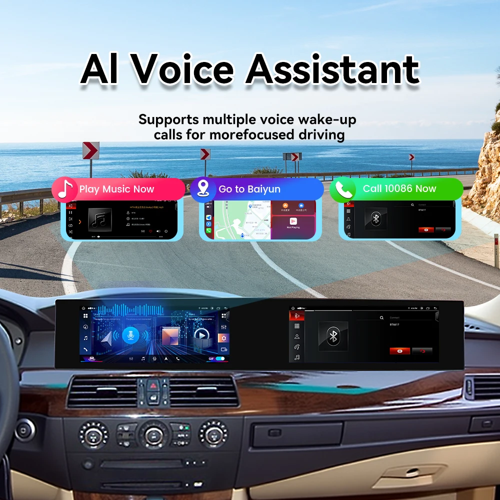 For BMW 5 Series E60 2004-2012 CCC Android 14 Car Radio 8Core 8+128G CarPlay GPS 360° Panoramic View AI Voice Multimedia Player