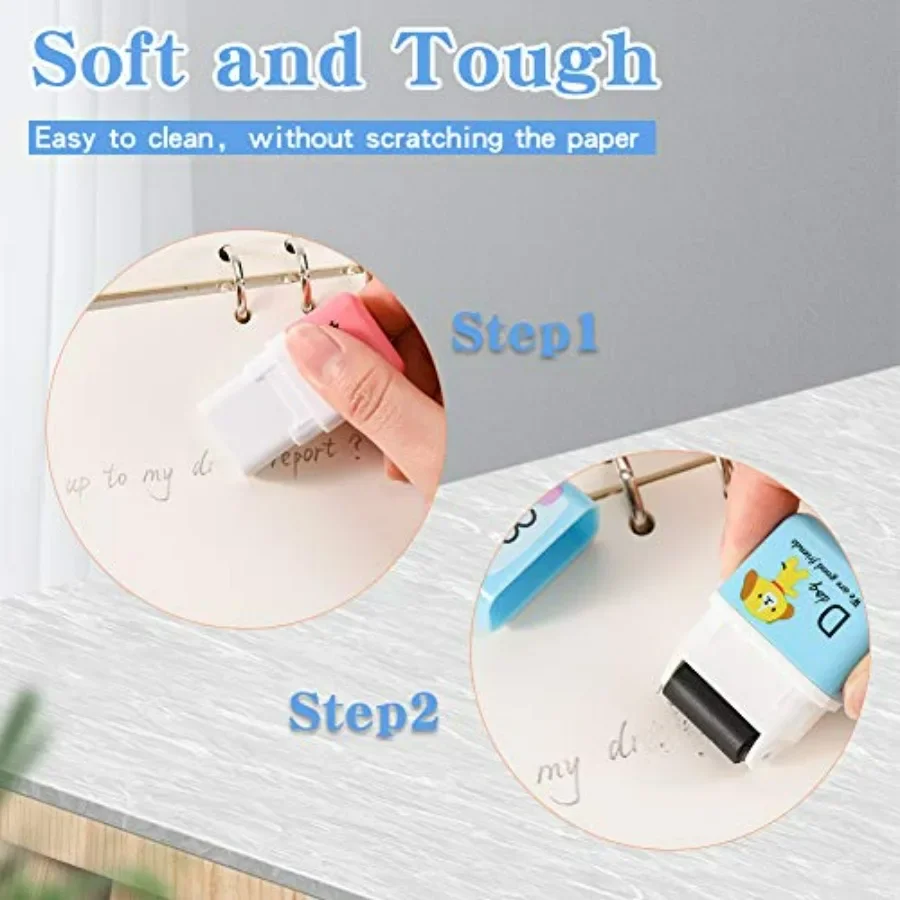 Набор из 12 милых ластиков для карандашей с роликом для очистки и футляром для бритья, идеально подходящих для школьных принадлежностей, офисных сувениров для вечеринок, подарков