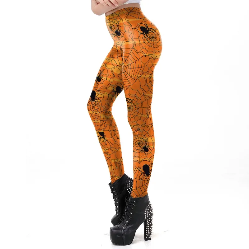 Pantalon astronomique imprimé Halloween pour femme, toile d'araignée 3D, impression numérique, bas de fitness, taille skinny décontractée, mode commandée