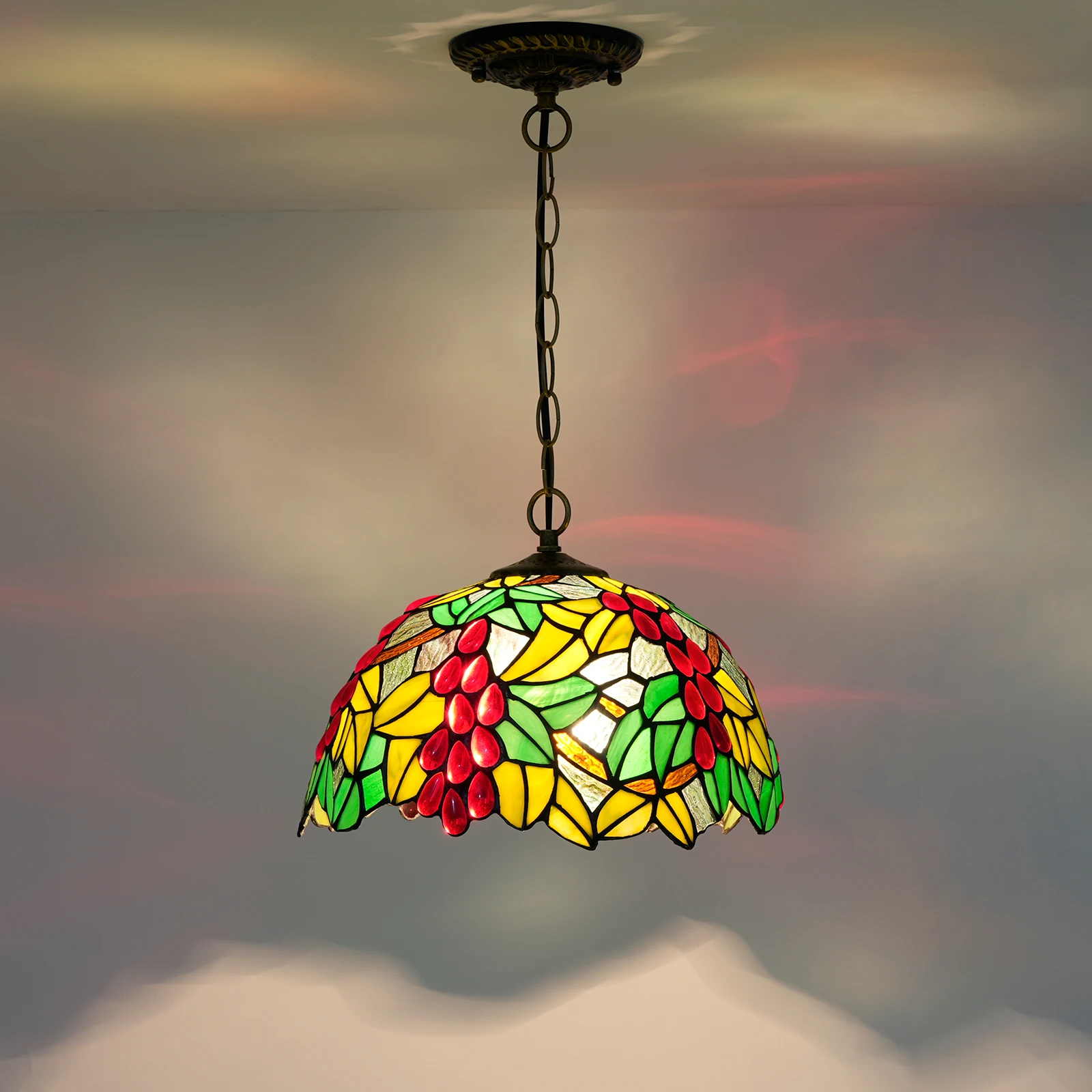 

Vintage Hanging Lamp Tiffany Pendant Lamp European StainedGlass Pastoral Bedroom Living Room Villa Crystal Decorative Chandelier