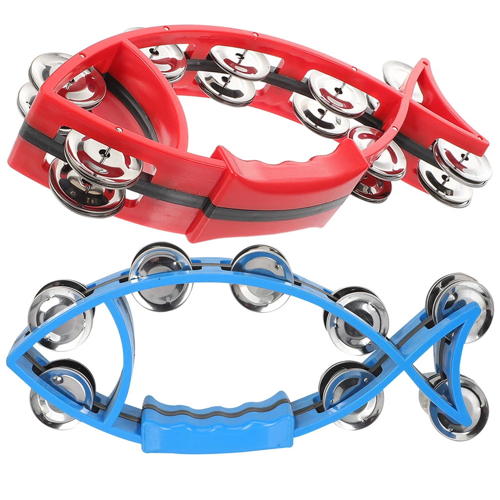

2pcs Hand Bell Percussion Instrument Rattle Kids Musical Toys Tambourine Child Stage Performance Portable Party Supplies Metal
