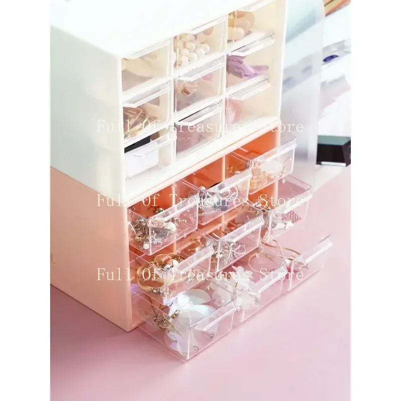 Desktop 9 Grid Storage Boxes Organizer Transparent Small Drawer Partitioned Student Desk Wall-mounted Sundries Storage Box Cute