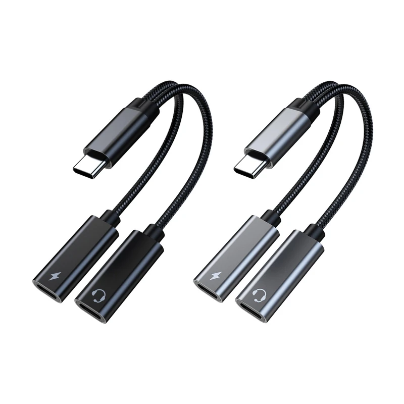 USB C OTG Cable Phone Adapter 3 Ports HUB 2 in 1 USB To Dual Type-C PD Charging Data Wire For Macbook Pro Samsung Huawei Xiaomi