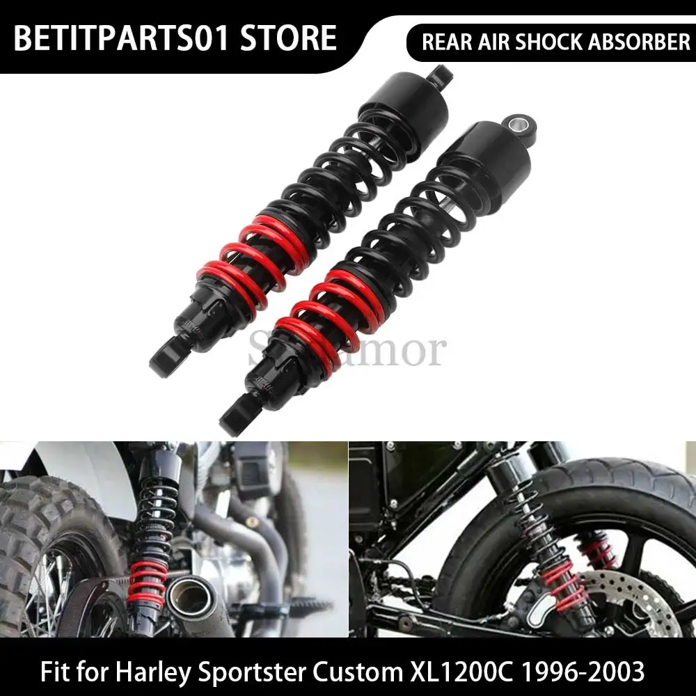 

Задний воздушный амортизатор 380 мм, черный/хромный/черный, красный, твердый стальной алюминиевый сплав для Harley Sportster Hugger XLH883HUG 1988-2003