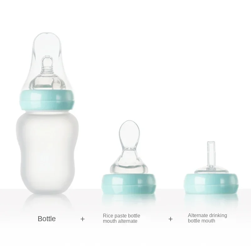 3In1 Safe and Practical Silicone Baby Bottle with Spoon Food Supplement Rice Cereal Bottle Squeeze Spoon Milk Feeding Bottle Cup