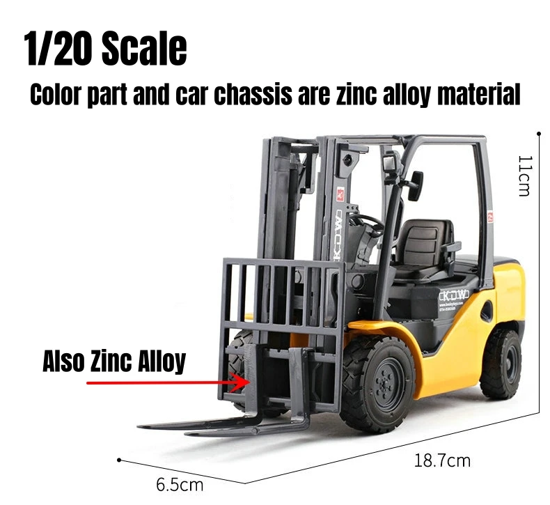 Forklift Truck Engineering Vehicle Car Toy For Children 1/20 Diecast Miniature Metal Model 1/25 Collection Gift For Boys Kid