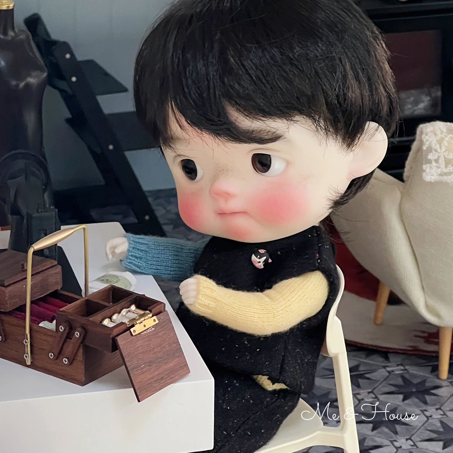 1/6 Bjd Ob11ตุ๊กตาเฟอร์นิเจอร์ Miniature Mini ชุดเข็มและด้ายกล่องเก็บ/เย็บเครื่องประดับ