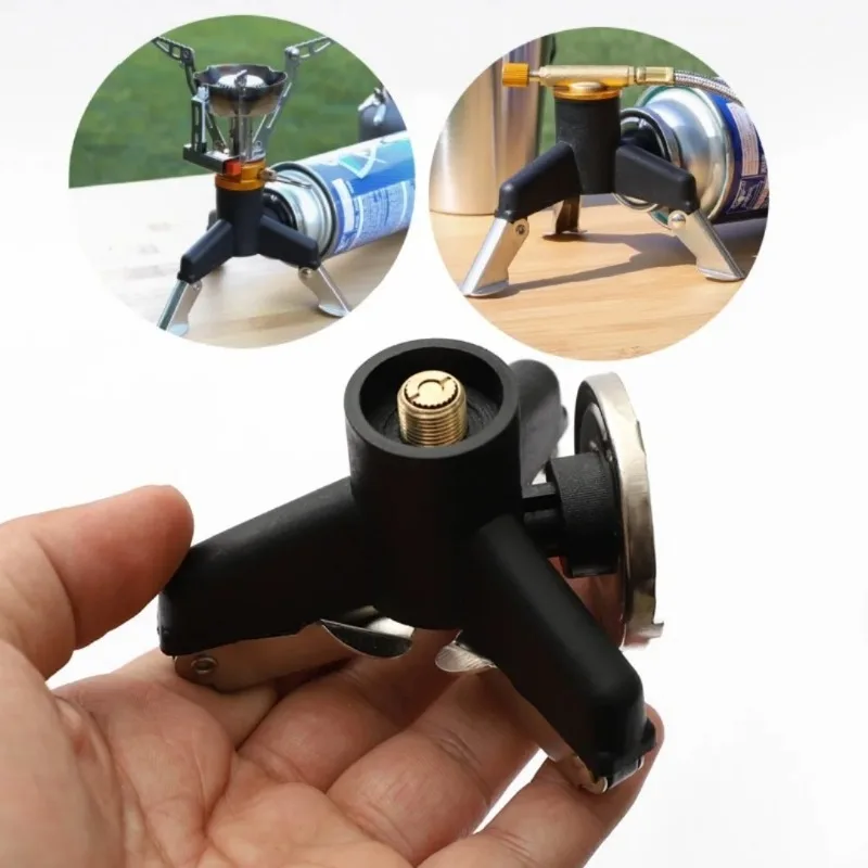 Camping Gas Stove Adapter Connector Portable Folding Tank Tripod Stand Stainless Steel Outdoor Hiking Backpacking Cooking Gear - view 2