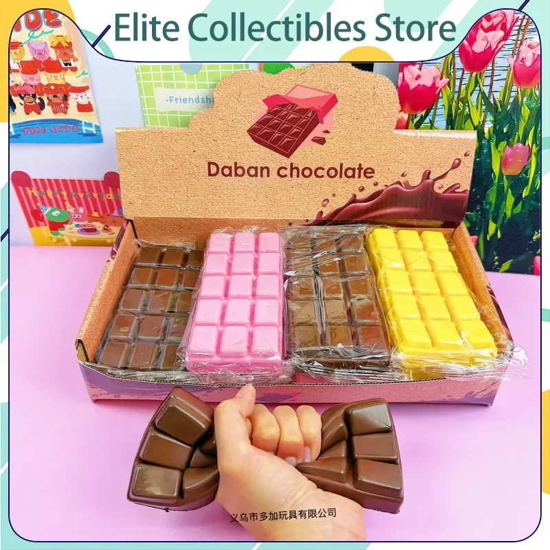 12pcs/Box Case Simulated Tri-Color Chocolate Slow Rising Squishy Toy Stress Relief Decompression Fidget For Adults