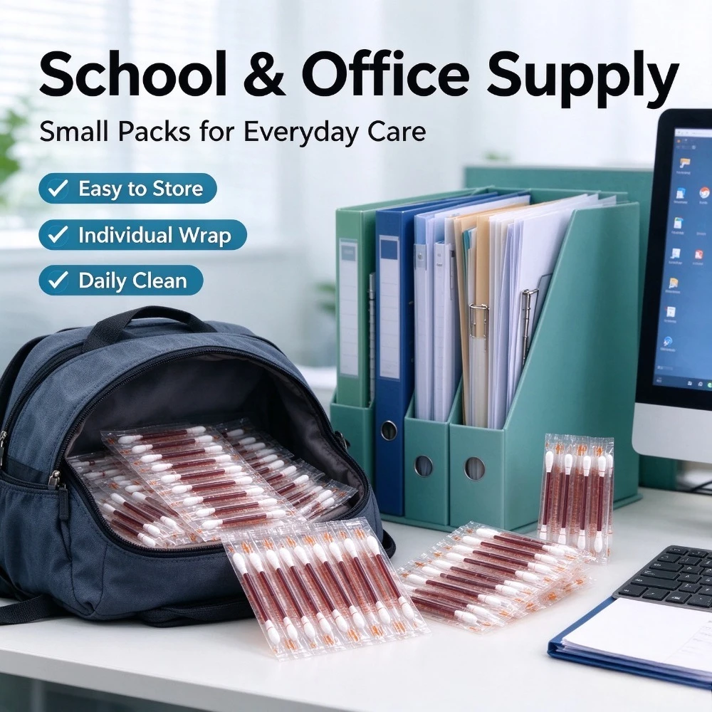 100pcs/20pcsIodine-disinfected disposable cotton swabs, stand-up packaging for wound care, travel and outdoor/home essentials,