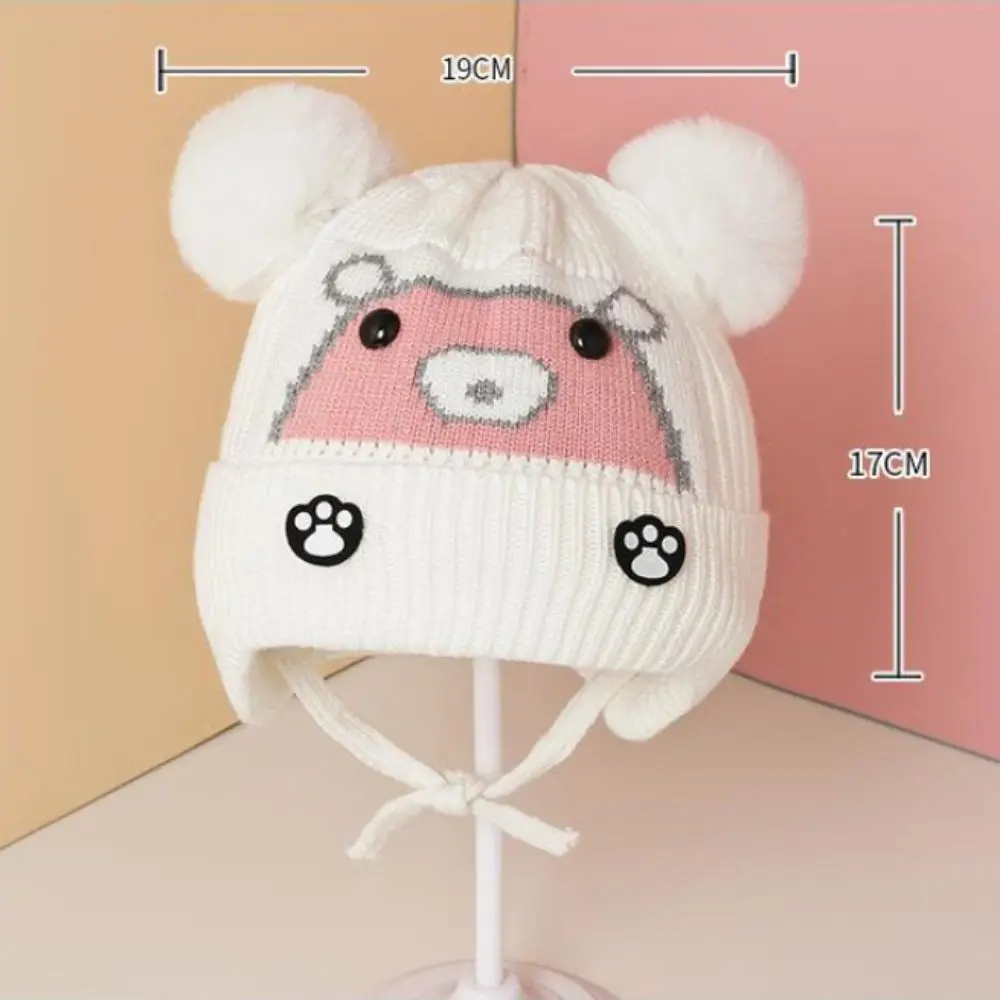 Novo inverno de malha bebê earmuffs bola de pelúcia à prova de frio bebê malha boné de pelúcia fofo engrossar chapéu quente