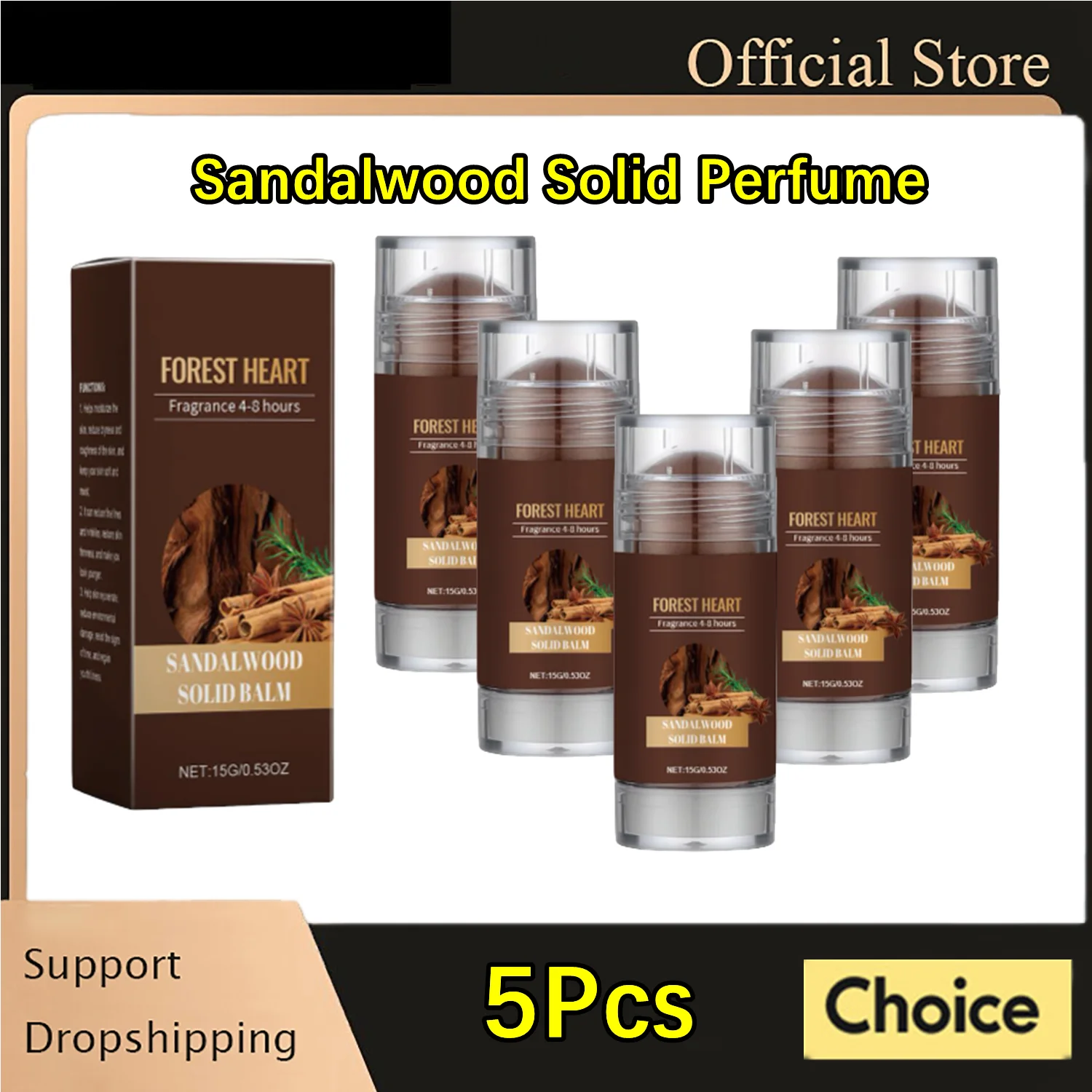 

5Pcs/lot Solid Sandalwood Perfume Balm Long Lasting Body Scent Temptation Flirting Charming Attraction Fragrance Deodorant Stick