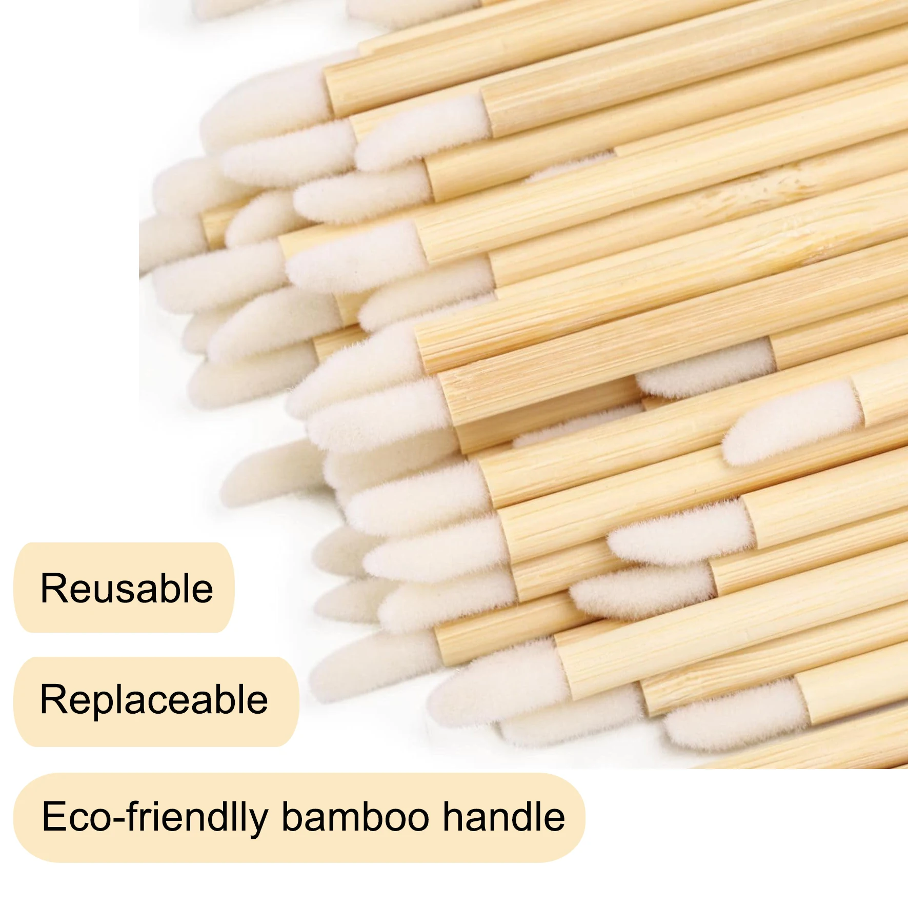 50pcs Disposable Bamboo Lip Brush Lipstick Gloss Apllicators EyeLash Cleaning Brush Lip brush Beauty Women Daily Makeup Tools