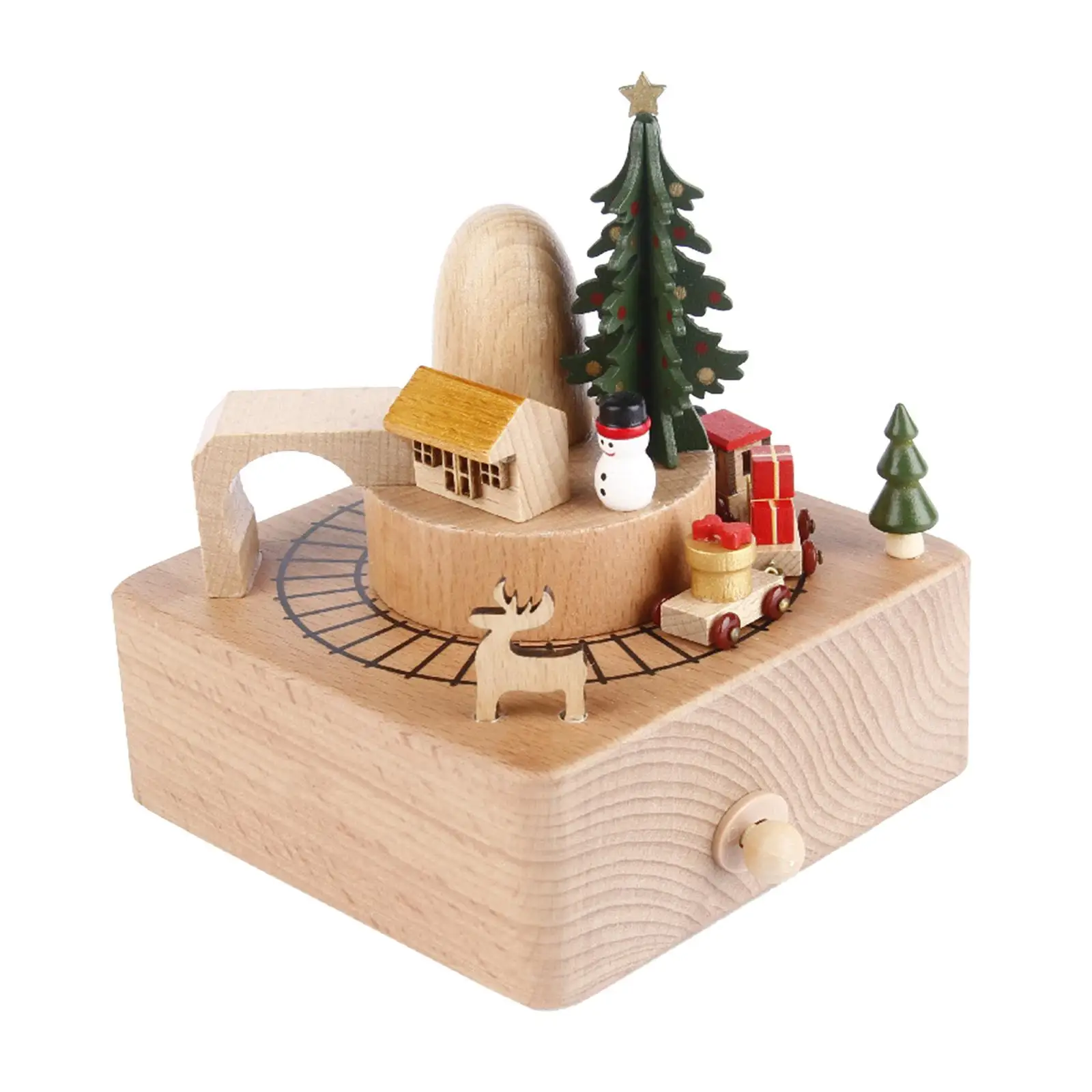 Caja Musical de carrusel, caja de música de cuerda de madera, manualidades DIY, decoración navideña para el hogar, decoraciones de Año Nuevo, regalo para niños