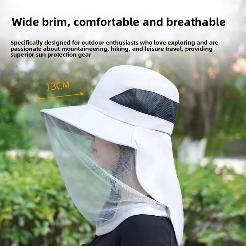 Lightweight Outdoor Mosquito Proof Fishing Cap for Men and Women with Face Cover Breathable Mesh Sun Protection Night Hat