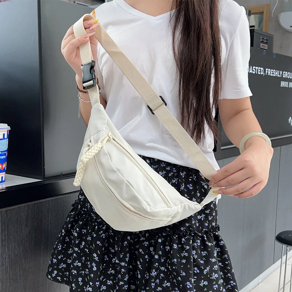 Chest Bag Banana bags for Women Sling Crossbody Waist Pack Canvas Running Waist Bag Casual Fanny Packs Sport Half Moon Belt Bag