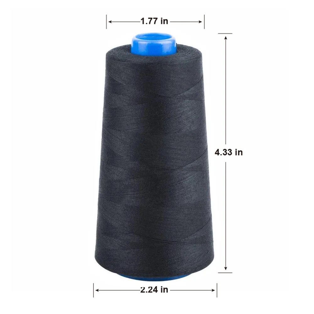 Black Sewing Thread 100% Polyester 3000 meters/3280 Yards/Spool of Yarn, 4pcs(12000m/13120yds)/Pack