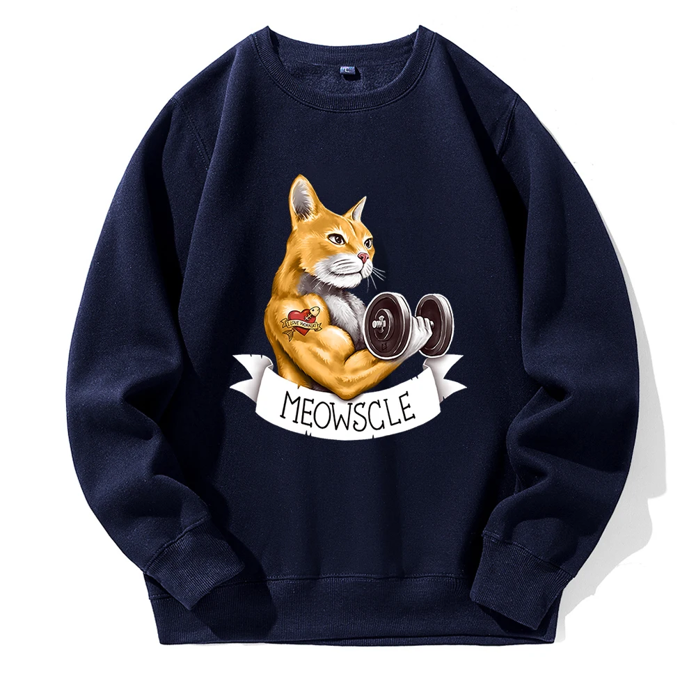 

Meowscle Workout Cartoonsprinting Hoody Men Casual Fashion All Match Hoodie Graphic Funny Hoodies Man Street Harajuku Sweatshirt