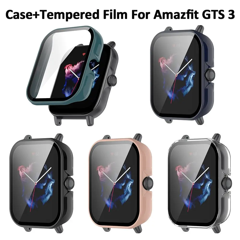 Funda protectora de pantalla de vidrio para reloj inteligente Amazfit GTS 3, carcasa dura de borde completo, marco de carcasa