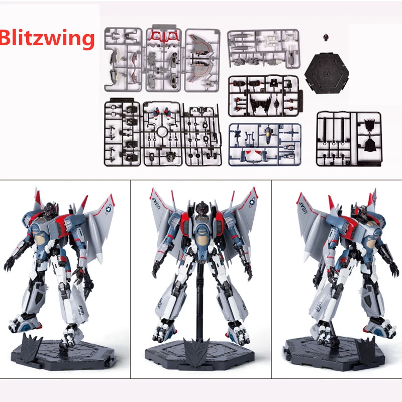 Trasformazione Trumpeter Blitzwing Fighter 70 pezzi + assemblare Kit e adesivo Mini Pocket Warrior Action Figure Robot Toys